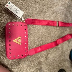 Valentino Fuchsia Crossbody Bag with Gold Accents